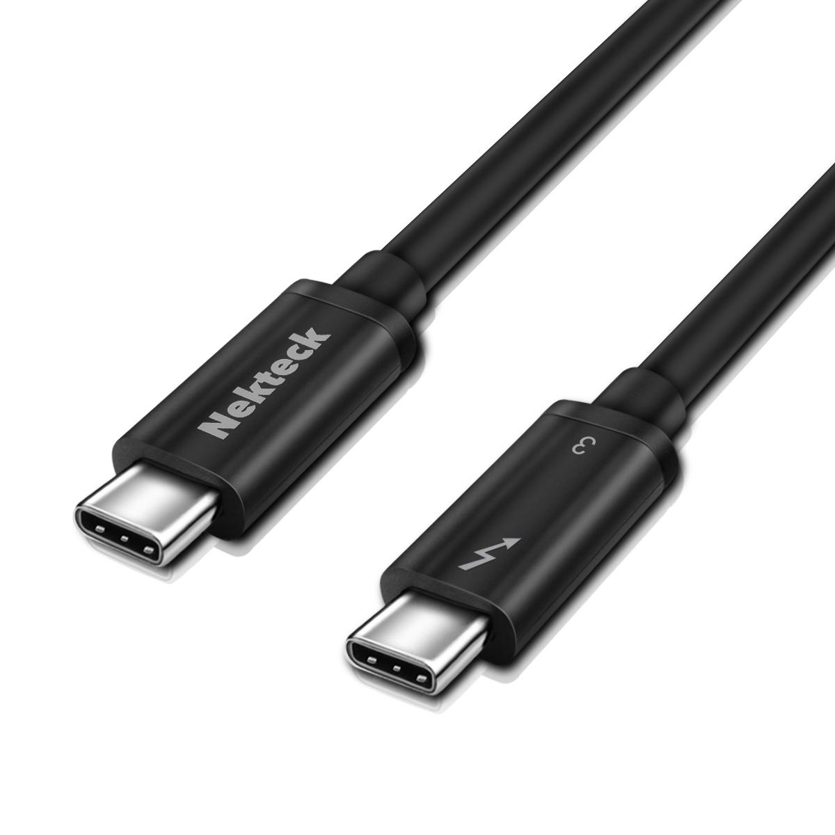 Nekteck 40 Gbps Thunderbolt™ 3 Cable in Black 1.6 Feet 0.5m ...